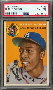 1954 Topps #128 Hank Aaron Rookie Card – PSA NM-MT 8